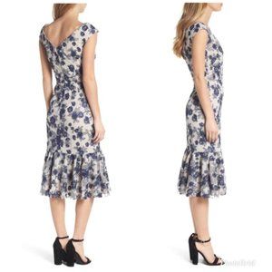 Gal Meets Glam Rosemary Floral Embroidered Midi Dress Sz 2